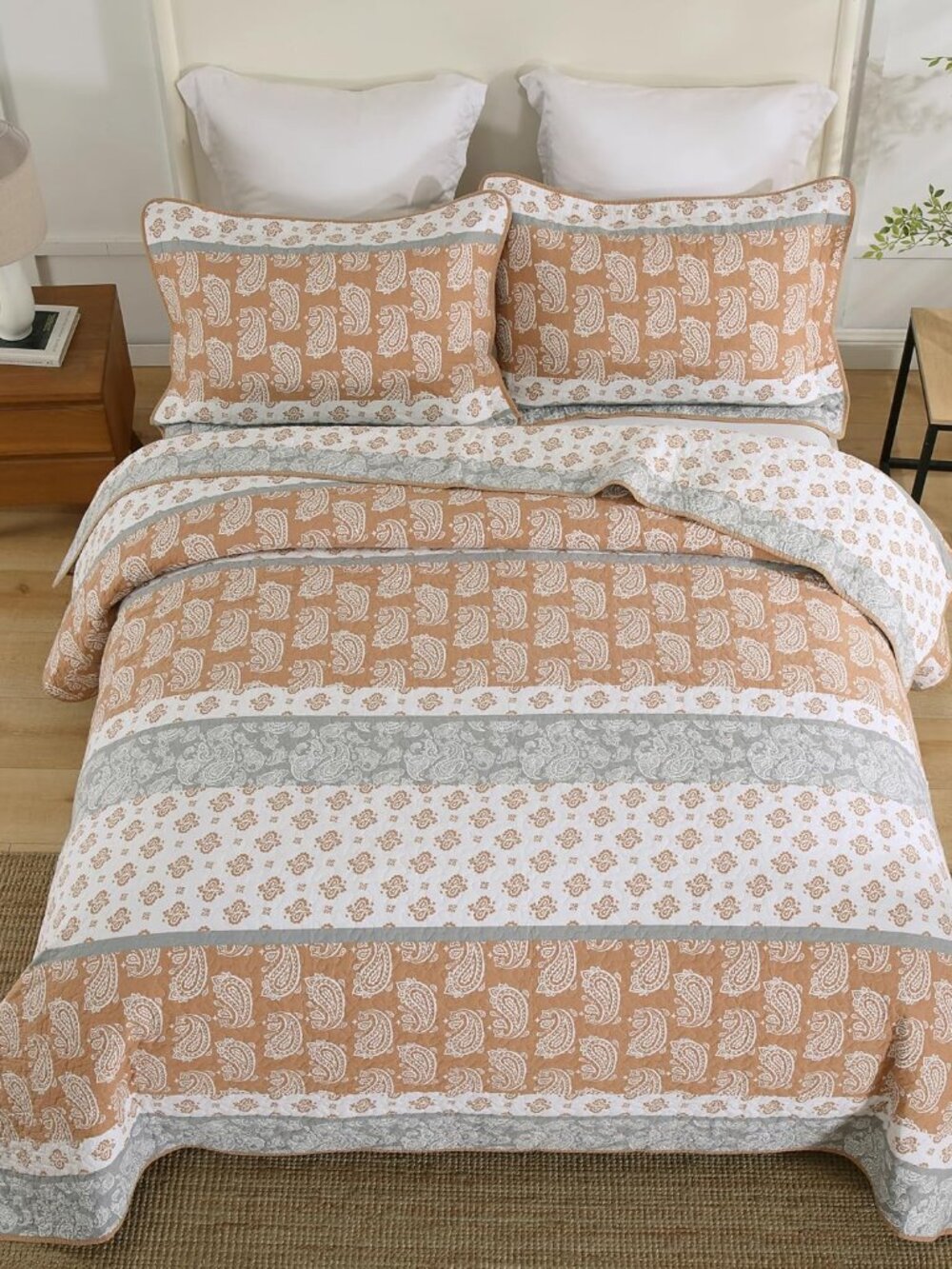 Terracotta Quilts Queen Size,Paisley Comforter Set Queen,Cotton Queen Comforter - Picture 3 of 6